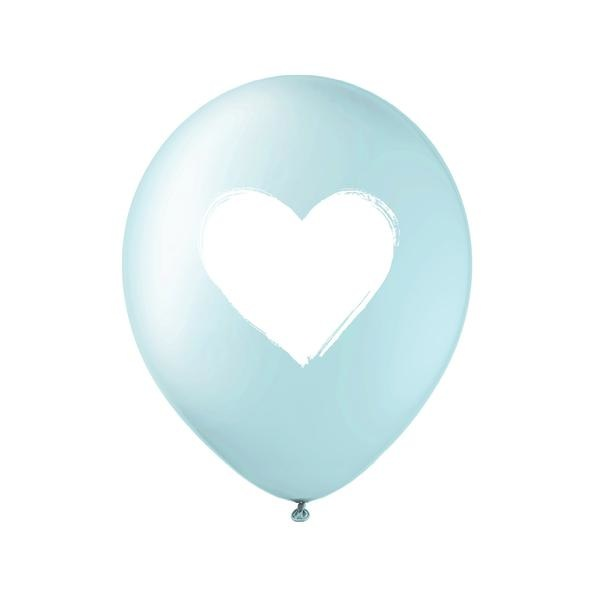 Heart Balloons - White on Blue