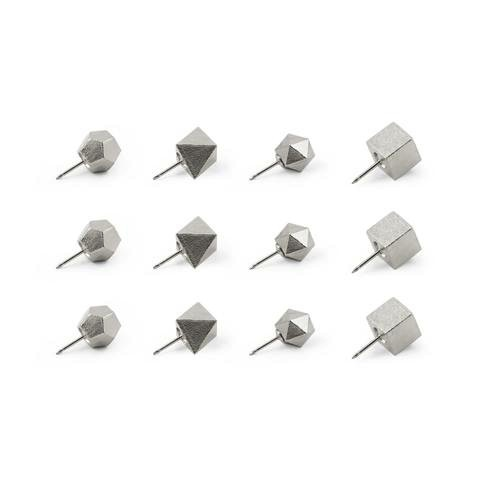 PolyHedra Push Pins - Silver (12-pack)