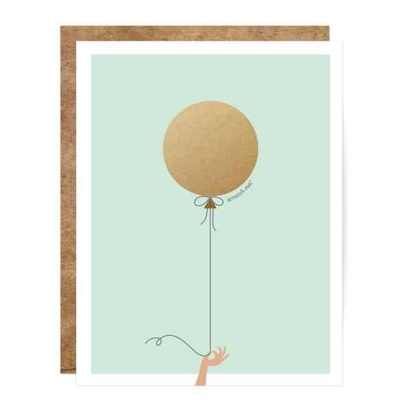 Mint & Gold Balloon Scratch-off Card