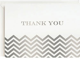 Chevron Silver Foil Thank You Boxed Cards
