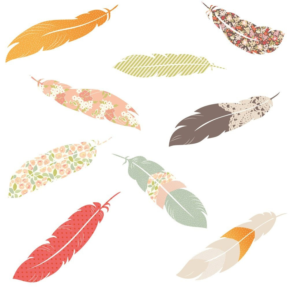 Fabric Decals - Floating Feathers
