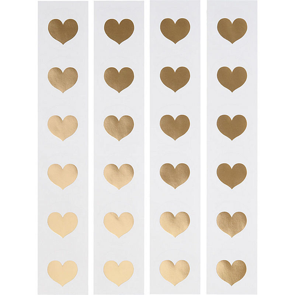 Gold Foil Heart 1.5" Circle Stickers