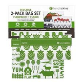Reusable Sandwich Bag + Snack Bag 2-Pack Bundle Green Farm