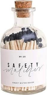 BLACK SMALL SAFETY MATCHES - APOTHECARY JAR