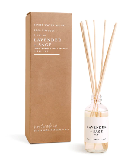Lavender and Sage Reed Diffuser - Clear Jar