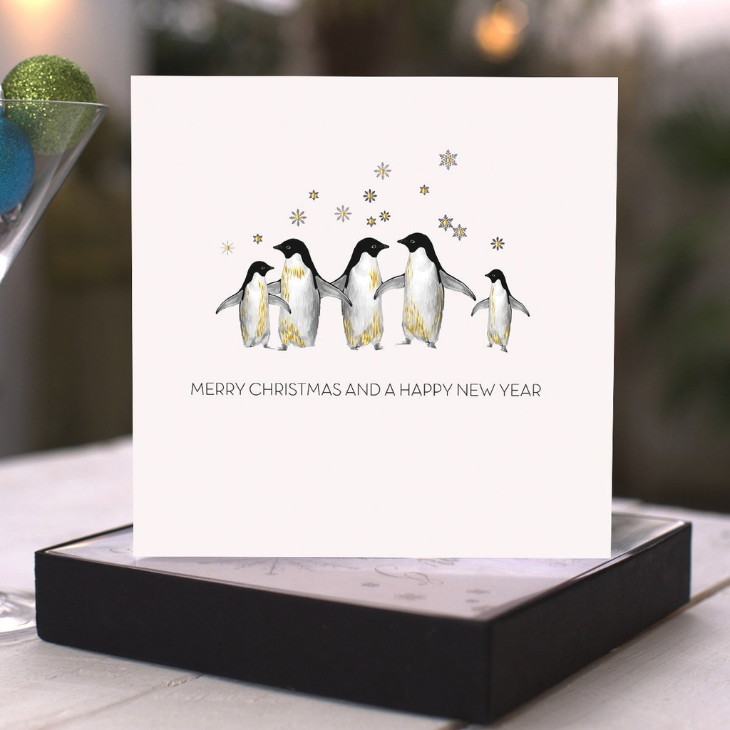 Merry Christmas and a Happy New Year (Penguins) - boxed cards