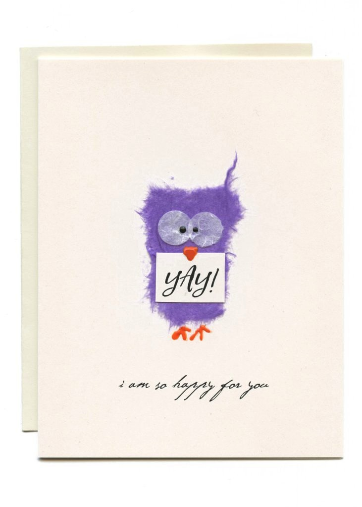 Purple Owl with "Yay" Sign