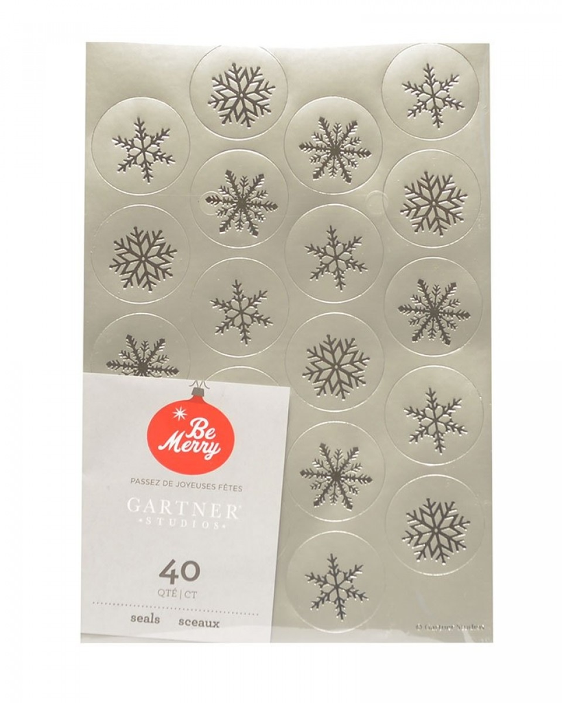 Silver Foil Snowflake Envelope Seals - 40 Count