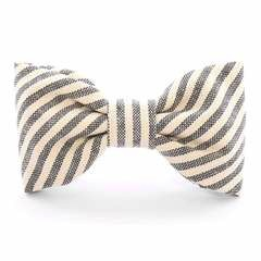 Charcoal Stripe Dog Bow Tie - Standard