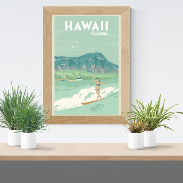 Hawaii Waikiki Poster - 12 x 18