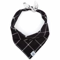 Windowpane Check Black Dog Bandana (Reversible) - Medium