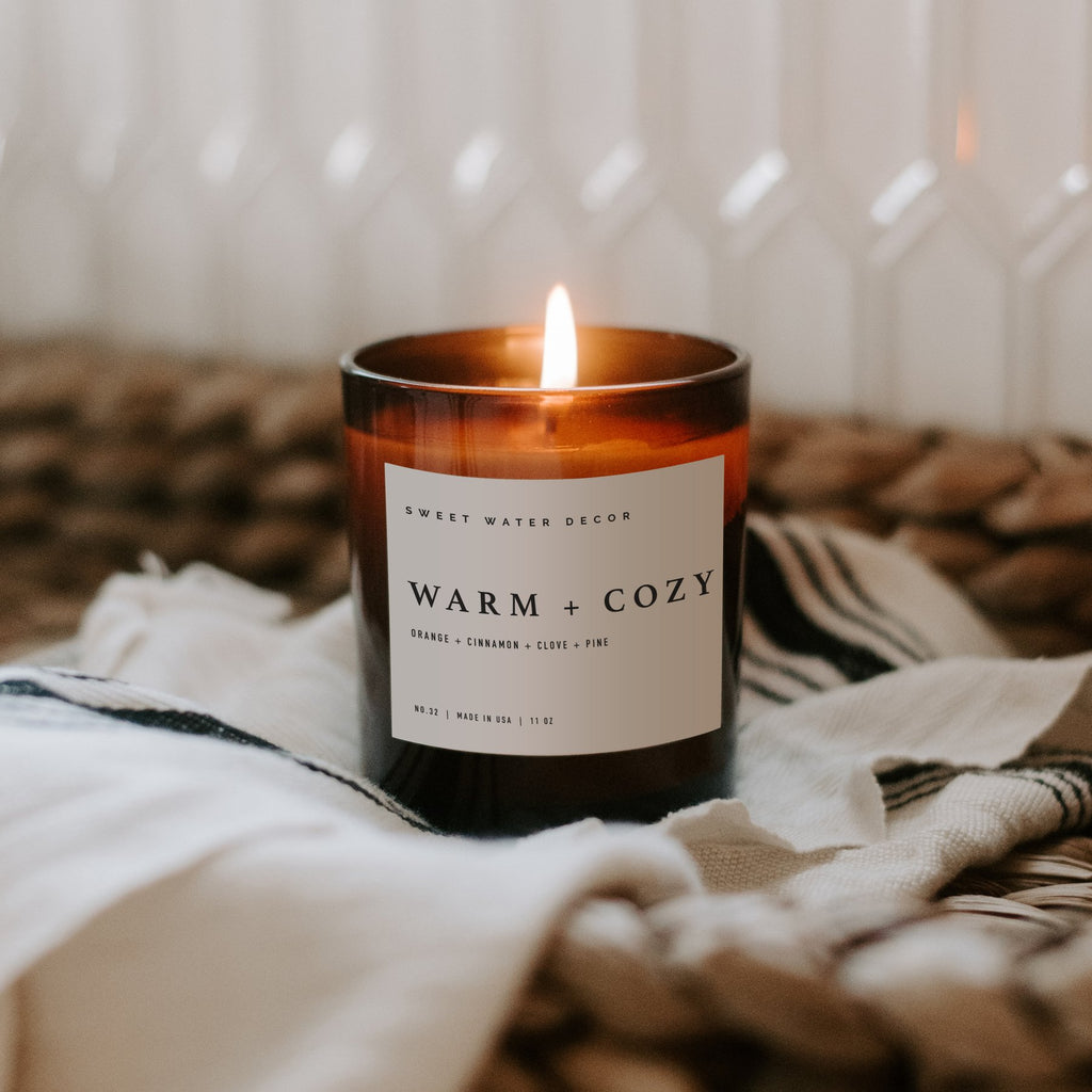 Warm and Cozy Soy Candle | Amber 11oz Jar Candle