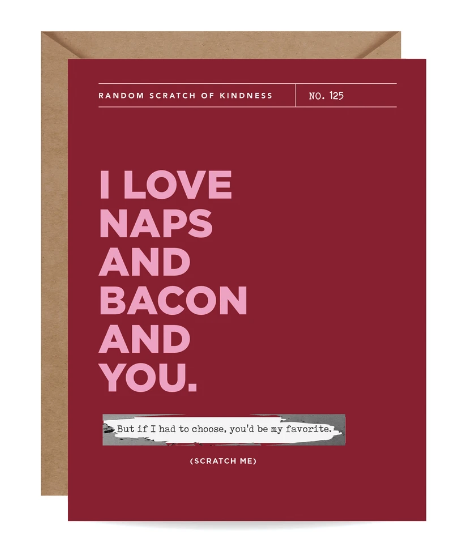 Naps and Bacon Scratch-off Card