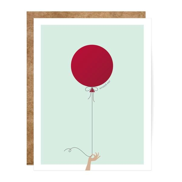Mint & Red Balloon Scratch-off Card