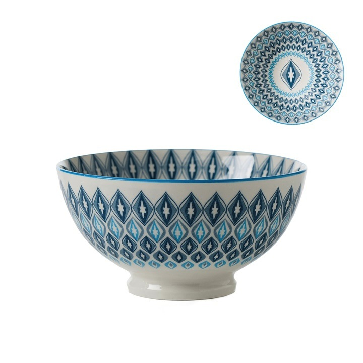 Porcelain 6" Bowl - Blue Diamond