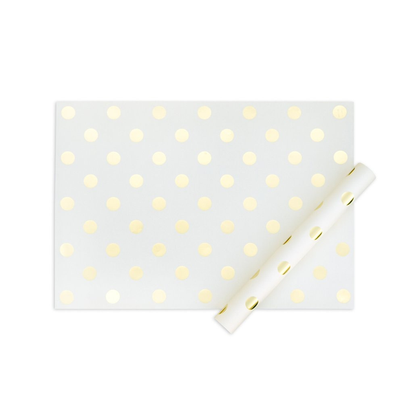 Wrap Sheet - Cream/Gold Foil Dots - 1 sheet 19" x 27"
