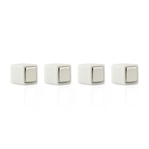 Color Cube Plastic coated Magnets White - set of 4