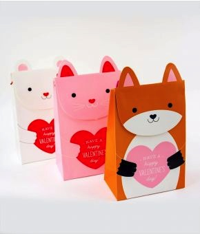 Animal Valentine's Clutch Gift Bags - set