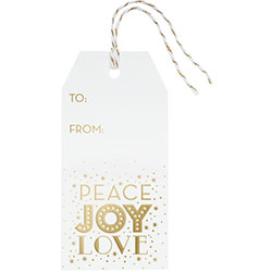 Gold Peace Joy Love Hang Tags