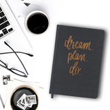 Dream Plan Do Grey And Rose Gold Fabric Journal
