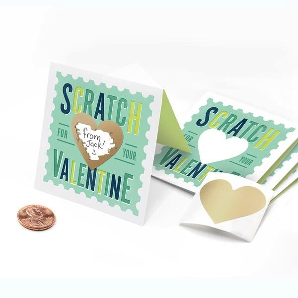 Scratch-off Stamp Valentines - Mint - Box of 6