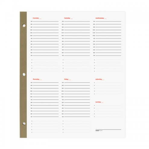 Smartdate Weekly Planner Sheets