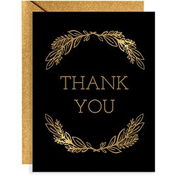 x10 Boxed Thank You Cards - Gold Leaves Foil