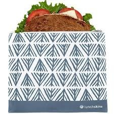Reusable Zippered Sandwich Bag Blue Geo
